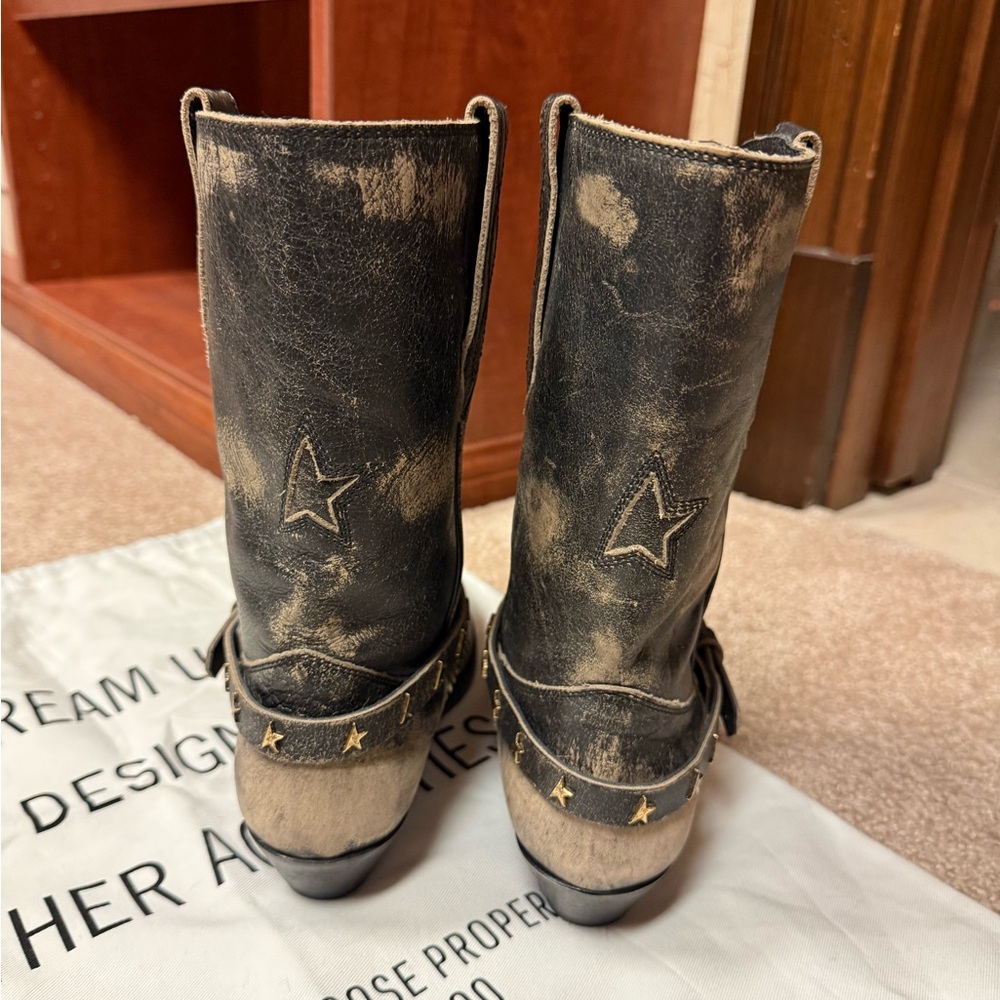 Like New Ladies Size 38 (8) Golden Gooden Wish Star Harness Short Cowboy Boot - Picture 2 of 10